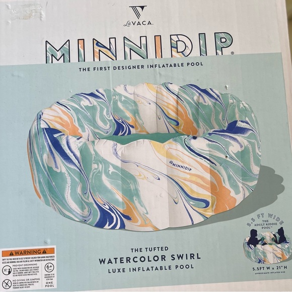 MINNIDIP Designer Inflatable 5.5’ Pool- NWT- Watercolor Swirl - Picture 6 of 6